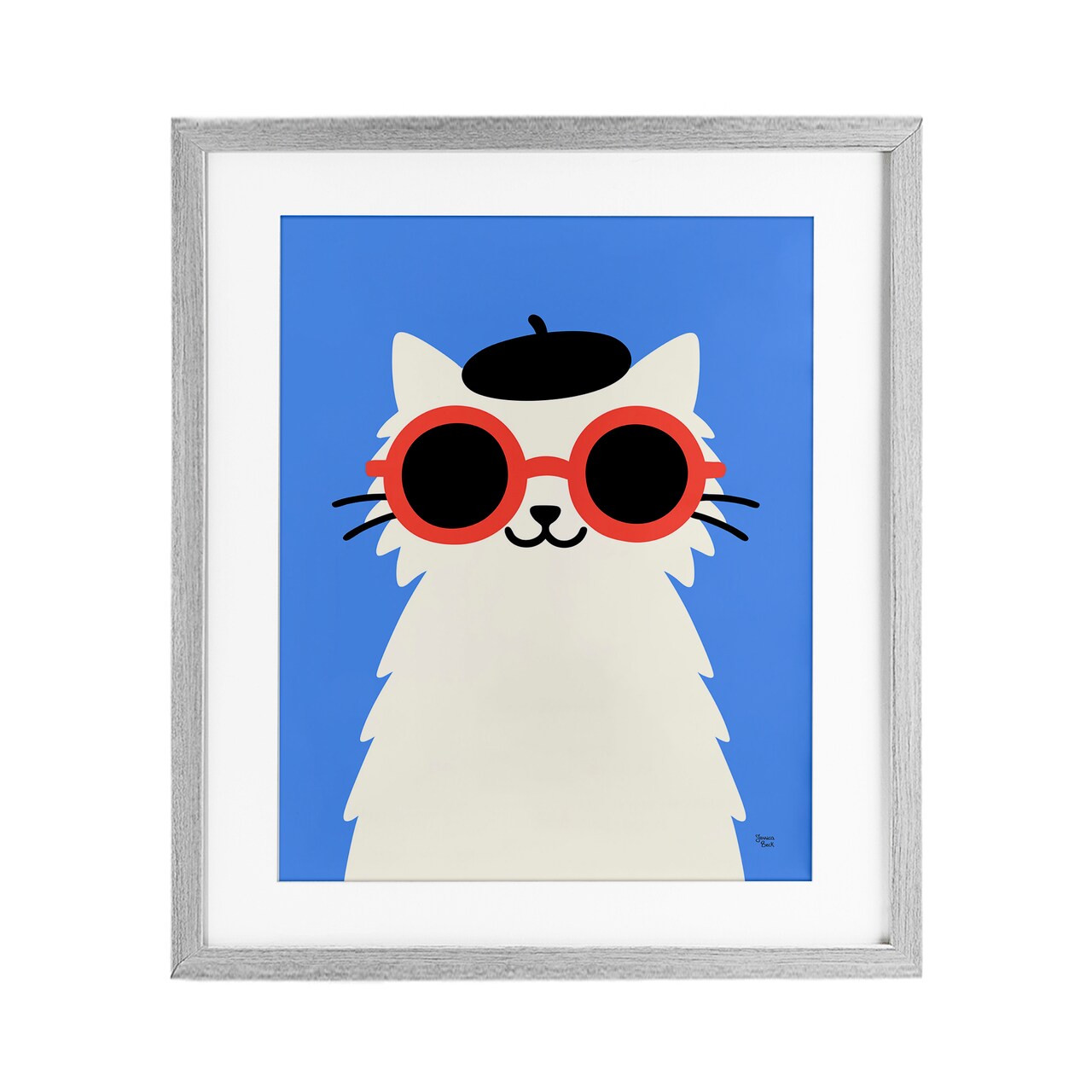 Stupell Industries Stylish French Cat Framed Print Under Glass, design by Jessica Beck